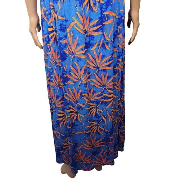 Soft Surroundings Women's Blue Maxi Length Tropical Print Dress Size M - Picture 8 of 10